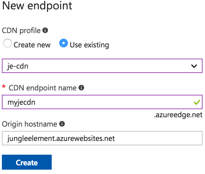 Create Azure CDN Endpoint